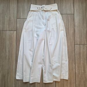 Byblos Italy Belted Wide Leg Culotte Pants Skirt Style Ivory Womens 4